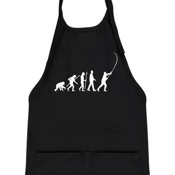 Kuchyňská zástěra Evoluce rybaření - Dětská zástěra na vaření - Univerzální velikost ( Černá )