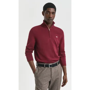Pánské oblečení SVETR GANT CASUAL COTTON HALF ZIP PLUMPED RED