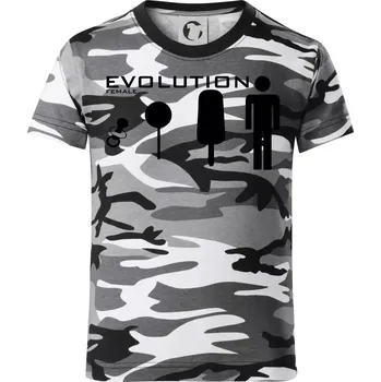 Chlapecké tričko Evoluce ženy - Dětské maskáčové triko - 134 cm/8 let ( Šedý maskáč )