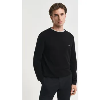 Pánský svetr SVETR GANT COTTON PIQUE C-NECK BLACK