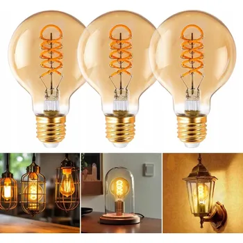 Žárovka LED žárovka E27 filament 4W Edison dekorativní G80 ozdobná velký závit 3ks