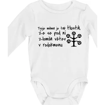Tvoje mama je tak tlustá - větev - Body kojenecké s dlouhým rukávem - Dlouhý r. do 3 měs ( Bílá )
