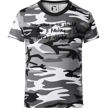 Chlapecké tričko Tvoje mama je tak chudá - kachny - Dětské maskáčové triko - 146 cm/10 let ( Šedý maskáč )