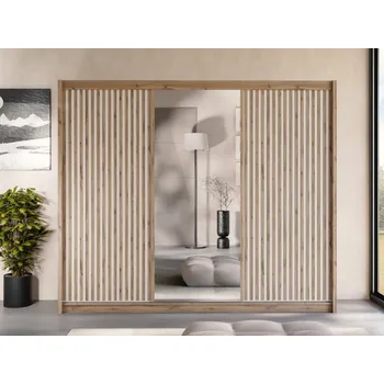 Šatní skříň Šatní skříň s posuvnými dveřmi Guonti 250 L, Barva: dub wotan / dub wotan + bílá MIRJAN 5903211436178