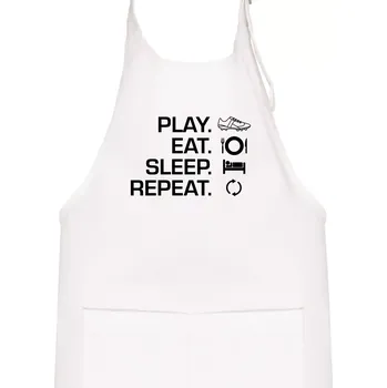 Kuchyňská zástěra Play Eat Sleep Repeat fotbal - Dětská zástěra na vaření - Univerzální velikost ( Bílá )