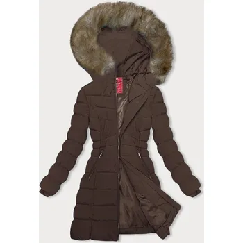 Hnědá péřová dámská zimní bunda (LHD-23032) odstíny hnědé XXL (44)