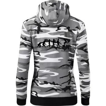 Dámská mikina Evoluce efoil - Dámská mikina trendy zipper s kapucí - XS ( Šedý maskáč )