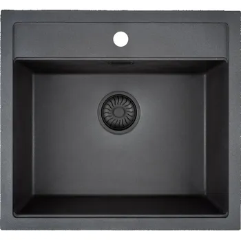 Granitový dřez DŘEZ CARESSI BLACK LINE CAGR50KRBK-TU HORNÍ ULOŽENÍ