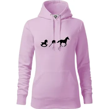 Dámská mikina Evoluce koně - Mikina dámská Cape s kapucí - XS ( Orchid )