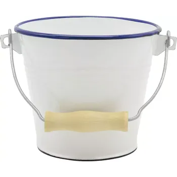 Mini vědro smaltované 14 cm, bílé/modré