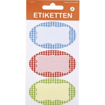 Zavařovací pomůcka Etikety na sklenice Karo, různé barvy, 9ks