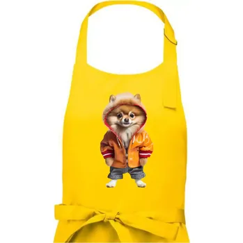 Kuchyňská zástěra Pomeranian v bundě - Dámská zástěra na vaření - Univerzální velikost ( Žlutá )