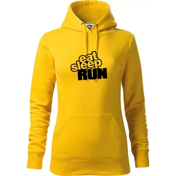 Dámská mikina Eat sleep run velké - Mikina dámská Cape s kapucí - XS ( Žlutá )