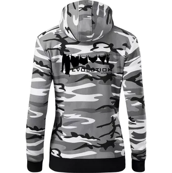 Dámská mikina Evoluce spodního prádla - Dámská mikina trendy zipper s kapucí - S ( Šedý maskáč )