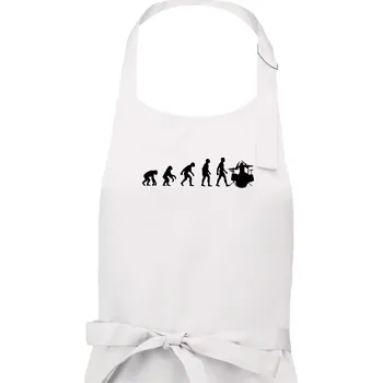 Kuchyňská zástěra Evoluce bubeník - Pánská zástěra na vaření - Univerzální velikost ( Bílá )
