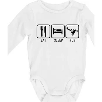Eat sleep Motocross - freestyle - Body kojenecké s dlouhým rukávem - Dlouhý r. 3-6 měs ( Bílá )