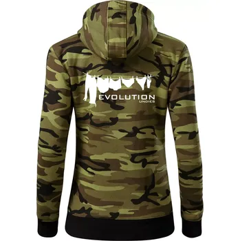 Dámská mikina Evoluce spodního prádla - Dámská mikina trendy zipper s kapucí - XL ( Zelený maskáč )