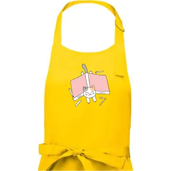 Kuchyňská zástěra Učení na státnice kočka - Dámská zástěra na vaření - Univerzální velikost ( Žlutá )