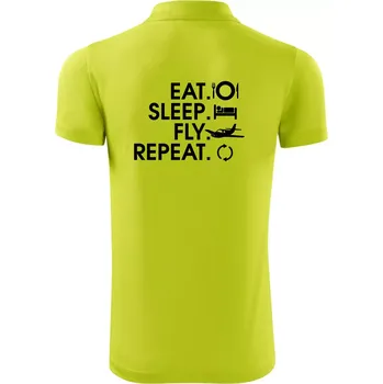 Pánská košile Eat sleep fly repeat - Polokošile Victory sportovní (dresovina) - M ( Limetková )