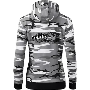 Dámská mikina Parkour evoluce - Dámská mikina trendy zipper s kapucí - M ( Šedý maskáč )
