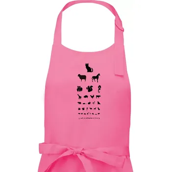 Kuchyňská zástěra Oční test zvířatka - Dámská zástěra na vaření - Univerzální velikost ( Růžová )