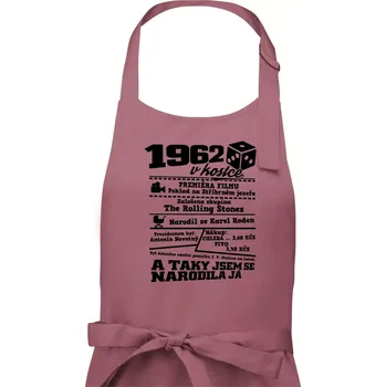 Kuchyňská zástěra 1962 v kostce - Dámská zástěra na vaření - Univerzální velikost ( Starorůžová )