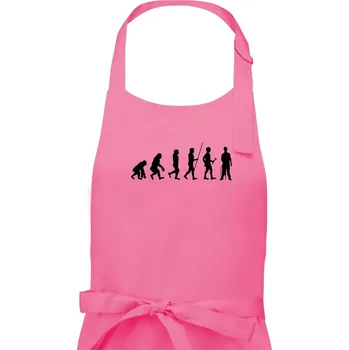 Kuchyňská zástěra Evoluce zedník zbiječka - Pánská zástěra na vaření - Univerzální velikost ( Růžová )