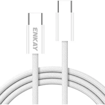 ENKAY opletený nabíjecí a datový kabel - USB-C na USB-C - 1 m - bílý