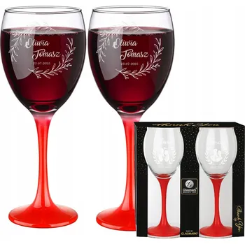 Sklenice 2 Skleničky na víno v krabičce s gravírováním 300ml DÁREK k výročí SVATBA Valentýnu