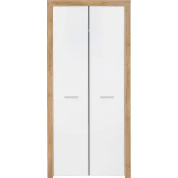 Šatní skříň Skříň Balder - Black Red White - BRW Dub Riviera / Bílý Lesk 90x192 cm