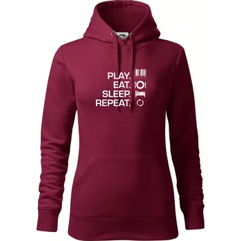 Dámská mikina Play eat sleep piano - Mikina dámská Cape s kapucí - 2XL ( Garnet )
