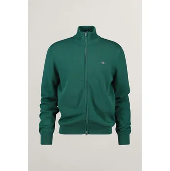 Pánský svetr SVETR GANT CASUAL COTTON ZIP CARDIGAN WOODY GREEN