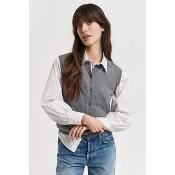 Dámský svetr VESTA GANT LIGHT KNIT VEST CHARCOAL MELANGE