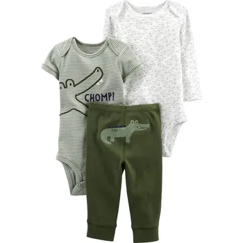 Kojenecká souprava CARTERS CARTER'S Set 3dílný body kr. rukáv, body dl. rukáv, tepláky Green Croc kluk LBB PRO, vel. 46