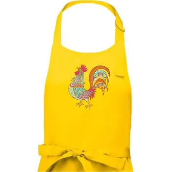 Kuchyňská zástěra Kohout duhový - Pánská zástěra na vaření - Univerzální velikost ( Žlutá )