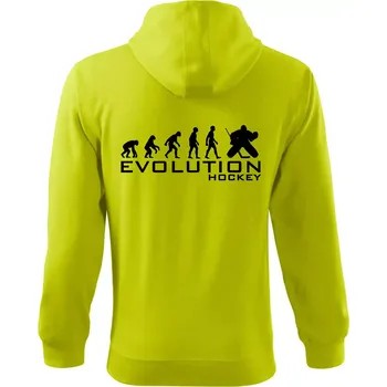 Pánská mikina Evoluce Hockey brankář - Mikina s kapucí na zip trendy zipper - M ( Limetková )