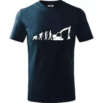 Chlapecké tričko Evoluce bagr velký - Tričko dětské bavlněné - 134 cm/8 let ( Námořní modrá (velmi tmavá - téměř černá) )