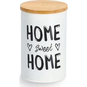 Dóza na potraviny Zeller Kovová dóza s bambusovým víkem 1 l, 10,5 × 16,5 cm, bílá Home
