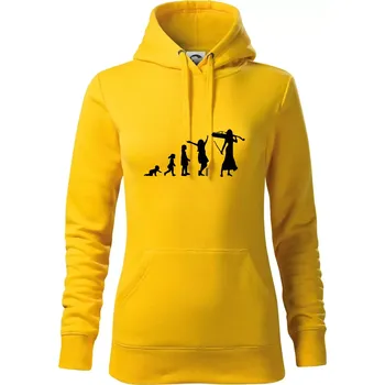 Dámská mikina Evoluce cellistka - Mikina dámská Cape s kapucí - L ( Žlutá )