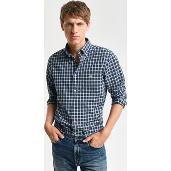 Pánské oblečení KOŠILE GANT REG CLASSIC POPLIN TARTAN SHIRT COLLEGE BLUE