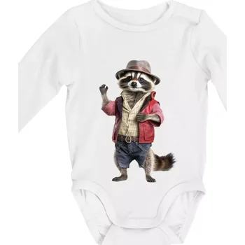 Kojenecký body Mýval v košili - Body kojenecké s dlouhým rukávem - Dlouhý r. do 3 měs ( Bílá )