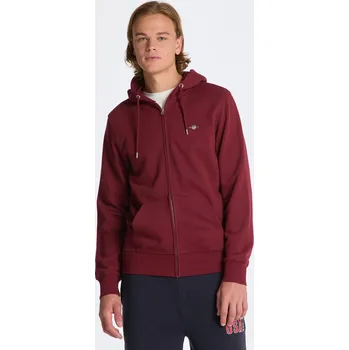 Pánská mikina MIKINA GANT REG SHIELD FULL ZIP HOODIE PLUMPED RED
