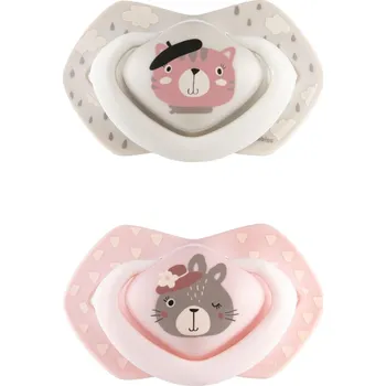 CANPOL BABIES Set symetrických silikonových dudlíků 18m+ Bonjour Paris růžový