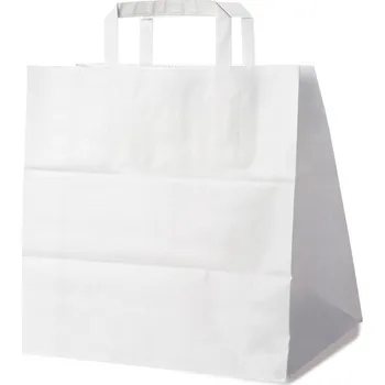 Papírová taška bílá 32+21 x 33 cm ploché ucho - 250 ks