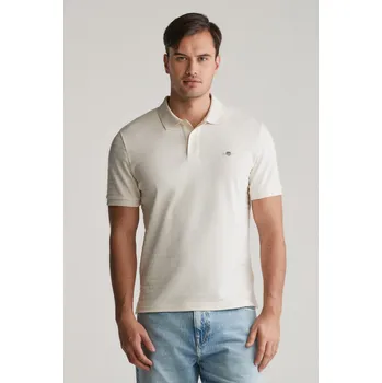 Pánské oblečení POLOKOŠILE GANT TEXTURE STRIPE POLO CREAM