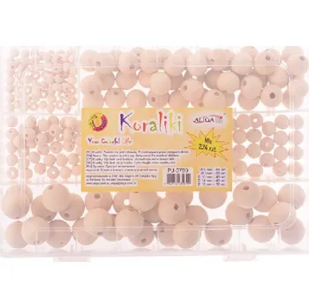 Dětské navlékací korálky Korálky, přírodní, dřevěné, kulaté set 234 ks