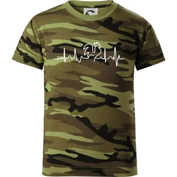 Kohout ekg - Dětské maskáčové triko - 104-110cm / 3-4 roky ( Zelený maskáč )