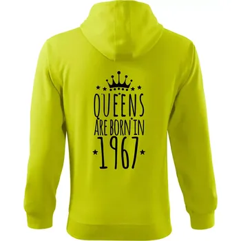 Pánská mikina Queens are born in 1967 - Mikina s kapucí na zip trendy zipper - L ( Limetková )