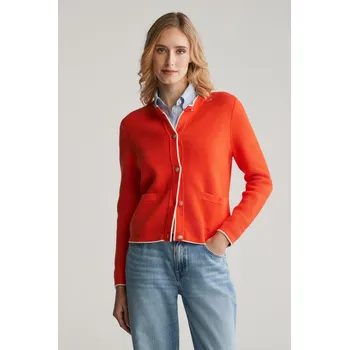Dámský svetr KARDIGAN GANT COTTON KNIT JACKET ORANGE RED