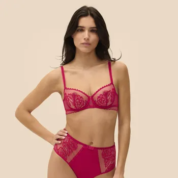 Podprsenka Simone Pérèle podprsenka balkonet nevyztužená Simone Perele - Romance cranberry 70D